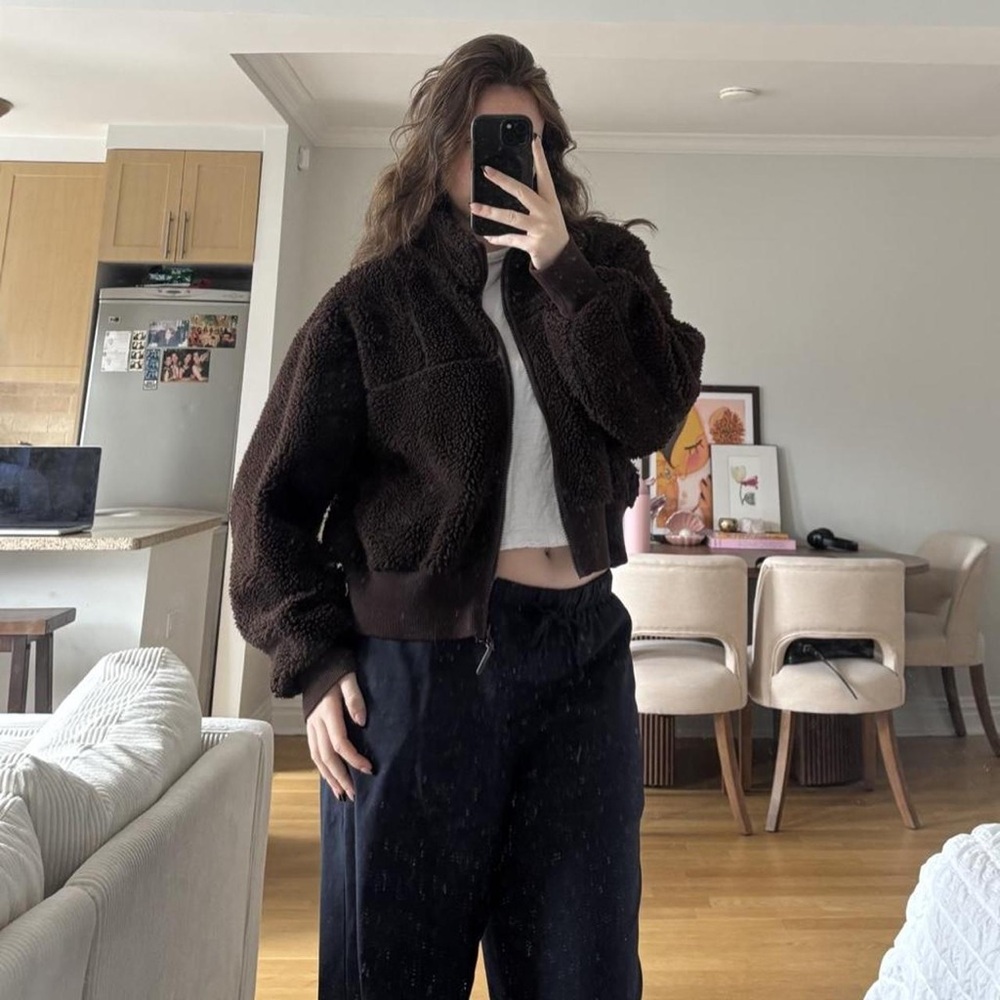 H&M Dark Brown Teddy Sherpa Jacket - Women